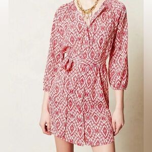 🦋Anthropologie Maeve Preparation Printed shirt dress boho preppy feminine Size S